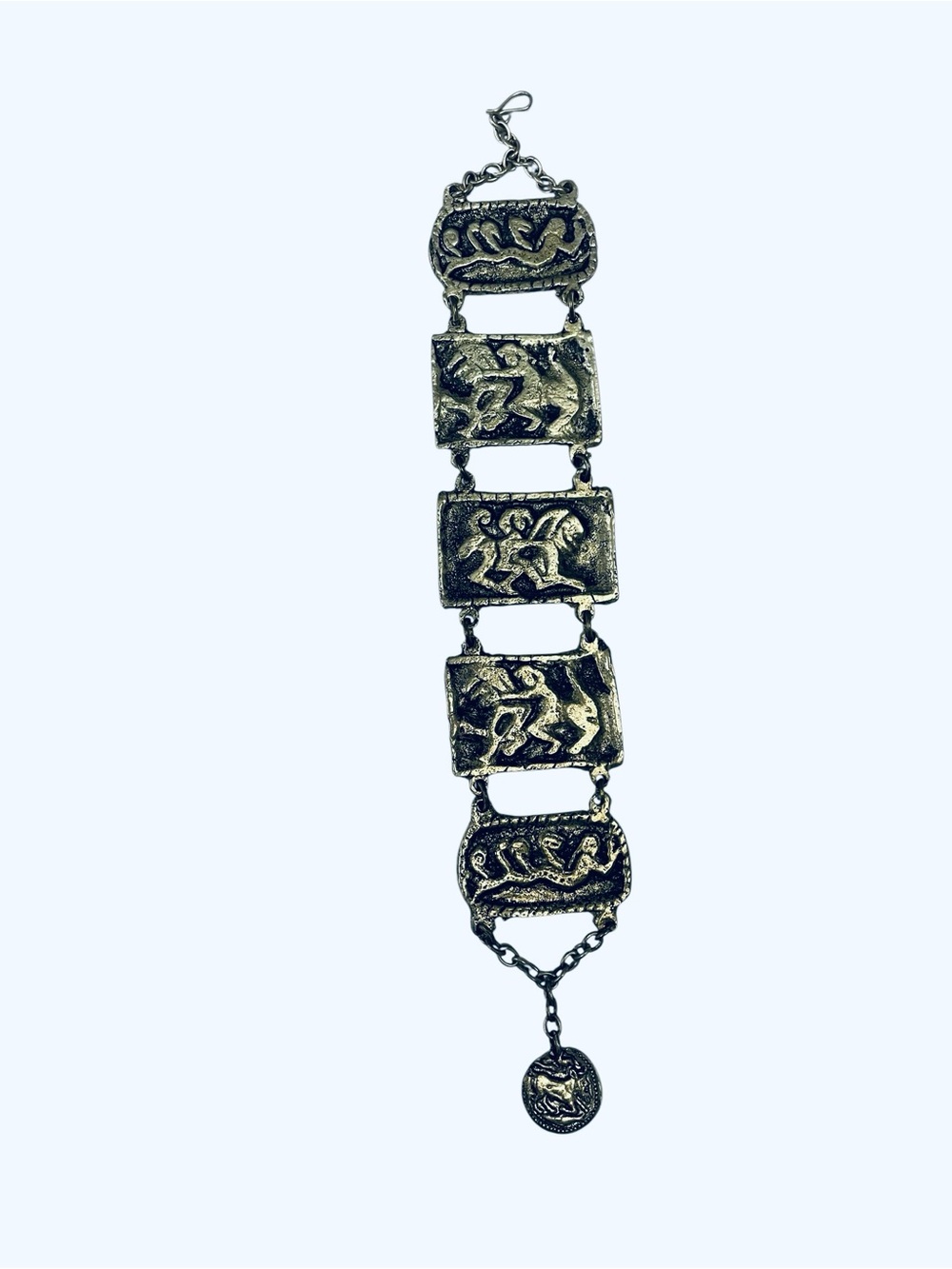 Vintage Scandinavian Brutalist Fairytale Panel Bracelet